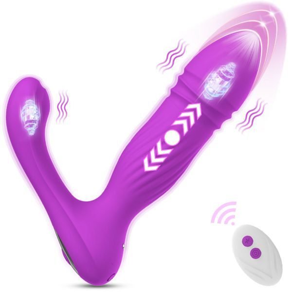 AUB-643 Cadi 2 IN 1 Thrusting Vibator With Clitoral Massage 4 purple color