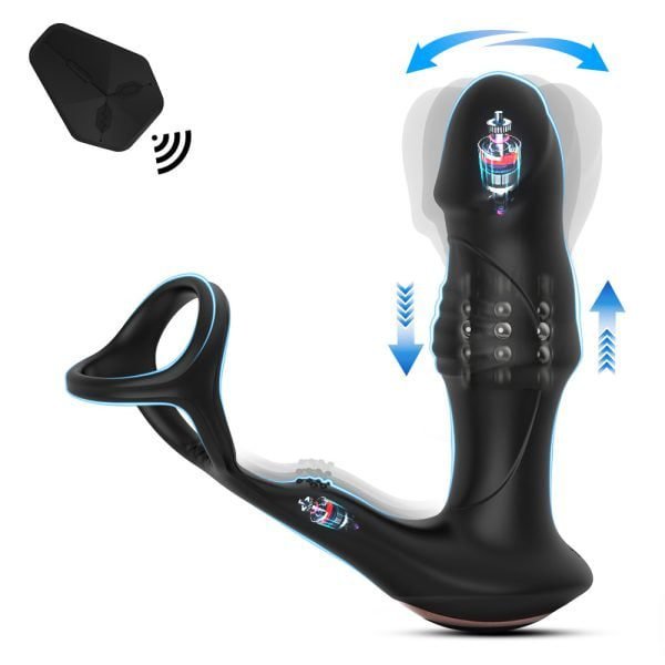 AUB-645-2 Loach v2 Wiggling Thrusting Anal Plug With Cock Ring 10 wiggleing details