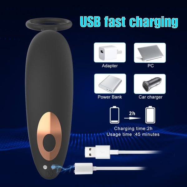 Vibrating Anal Plug Vibrating Cock Ring usb charging display