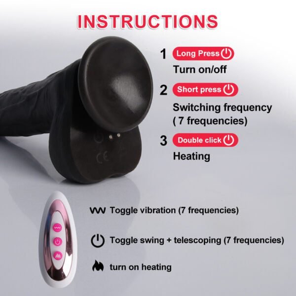 AUB-DS1307 Black Vibrating Realistic Dildos Details10